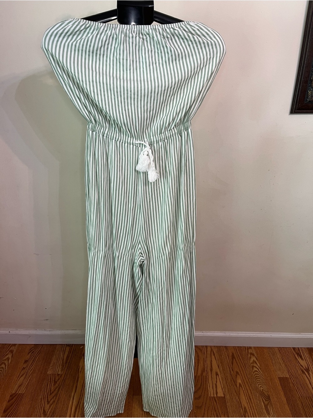 Girl and the Sun Coastal Strapless Striped Green Off-Shoulder Jumpsuit